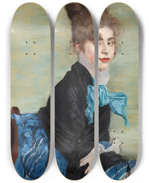 Triptych art skateboard deck of Rogelio De Egusquiza Josefa De Oochoa by Rogelio De Egusquiza (1845-1915)
