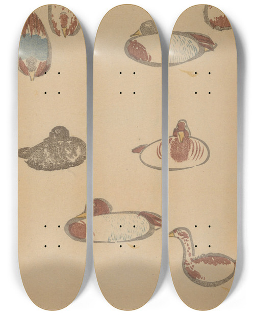 Triptych art skateboard deck of Masayoshi Kitao Choju Ryakugashiki Pl20 by Kitao Masayoshi (1764-1824)