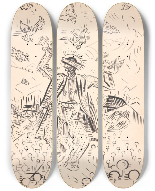 Triptych art skateboard deck of Arnold Peter Weiszkubnan Rados by Arnold Peter Weisz-Kubnan (1898-1944)