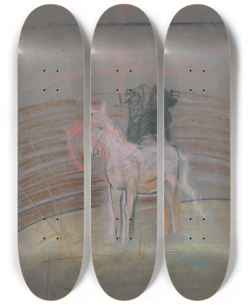 Triptych art skateboard deck of Arnold Peter Weiszkubnan Sketch Of A Horse In A Ring by Arnold Peter Weisz-Kubnan (1898-1944)