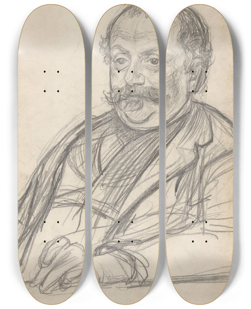 Triptych art skateboard deck of Jan Veth Portret Van Mr Fs Van Nierop by Jan Veth (1864-1925)