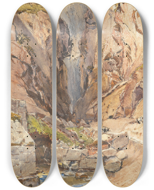 Triptych art skateboard deck of John Fulleylove The Castalian Spring Delphi by John Fulleylove