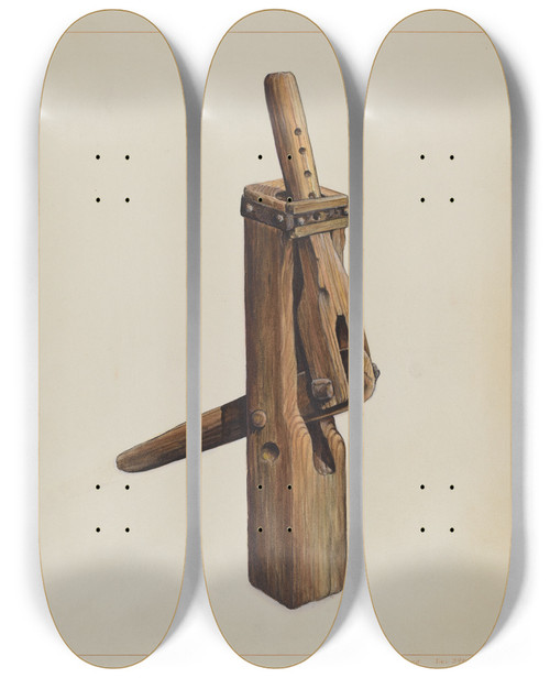 Triptych art skateboard deck of Samuel W Ford Wagon Jack by Samuel W Ford