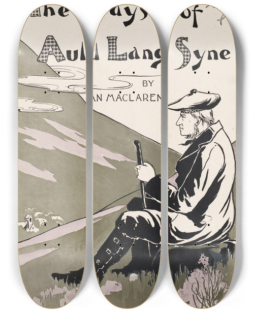 Triptych art skateboard deck of L Fred Hurd The Days Of Auld Lang Syne By Ian Maclaren by L. Fred Hurd (19-20-)