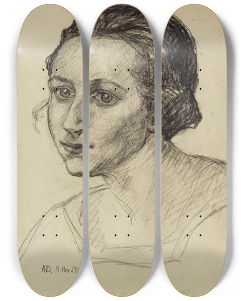 Triptych art skateboard deck of Anny Dollschein Damenbildnis_6 by Anny Dollschein (1893-1946)