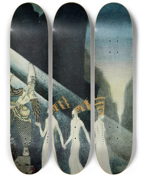 Triptych art skateboard deck of Kay Rasmus Nielsen East Of The Sun And West Of The Moon Pl 24 by Kay Rasmus Nielsen (1886-1957)