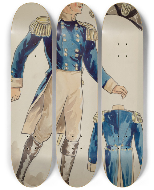 Triptych art skateboard deck of Lillian Causey Uniform by Lillian Causey (20-)
