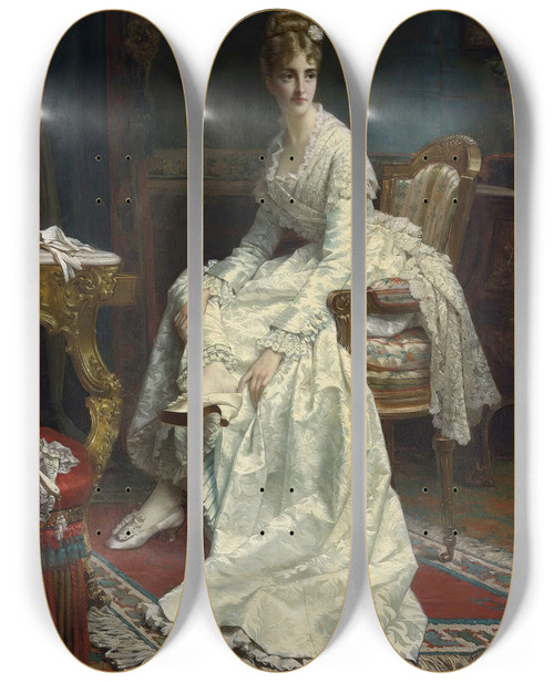 Triptych art skateboard deck of Jan Frederik Pieter Portielje Before The Ball by Jan Frederik Pieter Portielje (1829-1908)