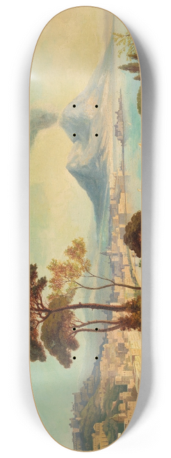 Ferdinand Lepie - View of Naples with Vesuvius in the background 8.25 inch art skate deck