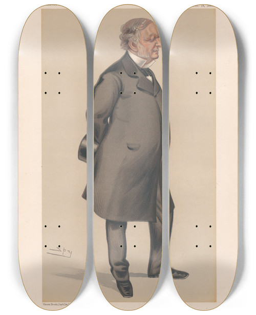 Triptych art skateboard deck of Leslie Matthew Ward Architects And Engineers The Obelisk Mr Erasmus Wilson 18 December 1880 by Leslie Matthew Ward (1851-1922)