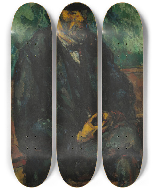 Triptych art skateboard deck of Paul Czanne The Gardener Vallier by Paul Cezanne (1839-1906)