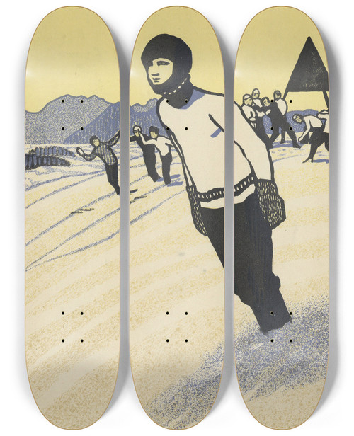 Triptych art skateboard deck of Emil Cardinaux Thomasianum Bern by Emil Cardinaux (1877-1936)