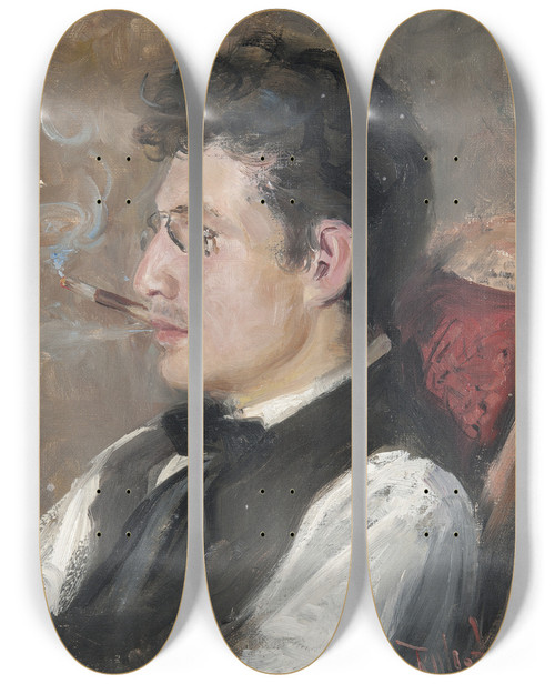 Triptych art skateboard deck of Robert Lundberg Carl Johansson by Robert Lundberg (1861-1903)