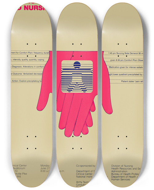 Triptych art skateboard deck of National Institutes Of Health Computer Technology And Nursing_1 by National Institutes Of Health (1887)