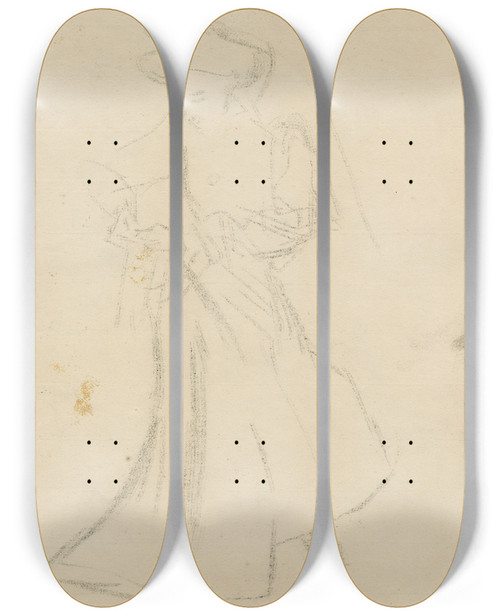 Triptych art skateboard deck of Isaac Israls Vrouw Bezig Met Kleding by Isaac Israels (1865-1934)