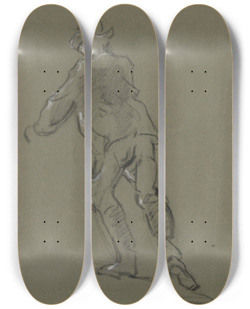 Triptych art skateboard deck of Philipp Rumpf Ice Skater by Philipp Rumpf (1821-1896)