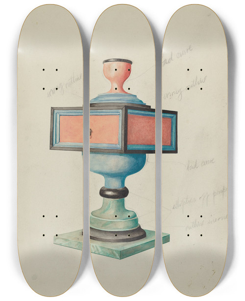 Triptych art skateboard deck of American 20Th Century Unknown Object by American 20Th Century
