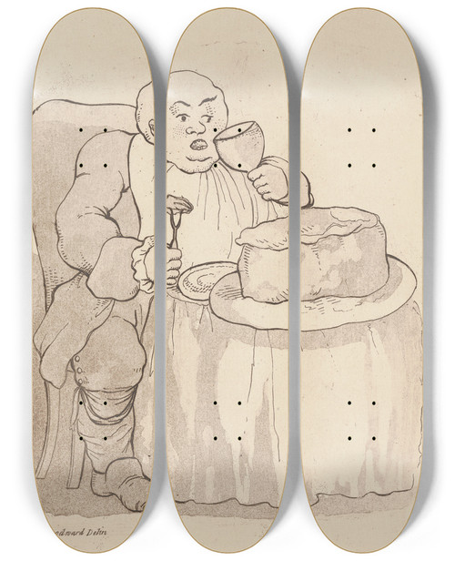 Triptych art skateboard deck of George Moutard Woodward In Our Journey Through Life May We Live Well On The Road by George Moutard Woodward (1765-1809)
