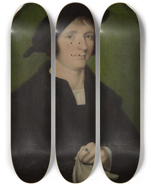 Triptych art skateboard deck of Joos Van Cleve Joris Vezeleer by Joos Van Cleve (1485-1541)