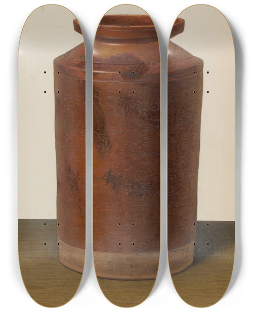 Triptych art skateboard deck of Alfred Parys Red Glazed Preserve Jar by Alfred Parys