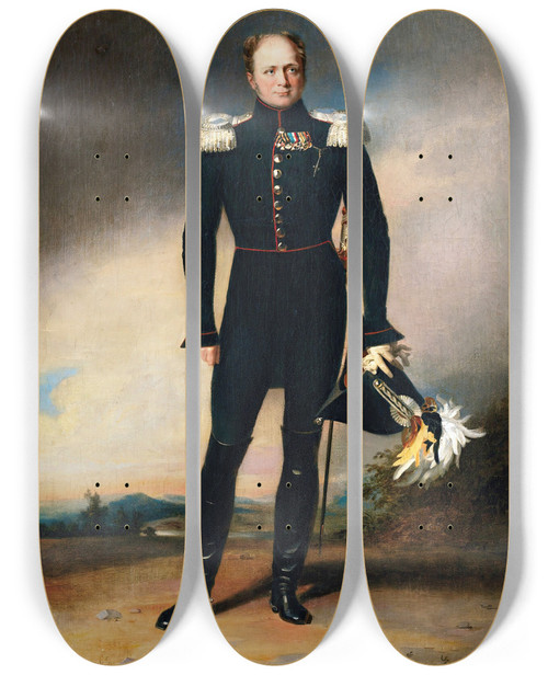 Triptych art skateboard deck of George Dawe Portrait Of Tsar Alexander I by George Dawe (1781-1829)