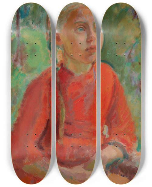 Triptych art skateboard deck of Magnus Enckell Lempi From Kuorsalo by Magnus Enckell (1870-1925)