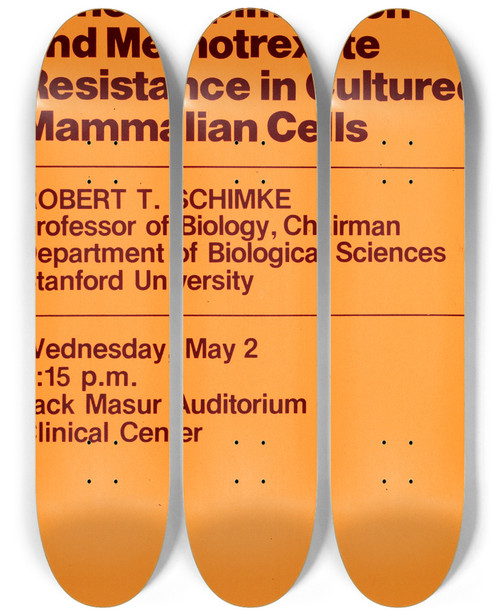 Triptych art skateboard deck of National Institutes Of Health Gene Amplification And Methotrexate Resistance In Cultured Mammalian Cells by National Institutes Of Health (1887)