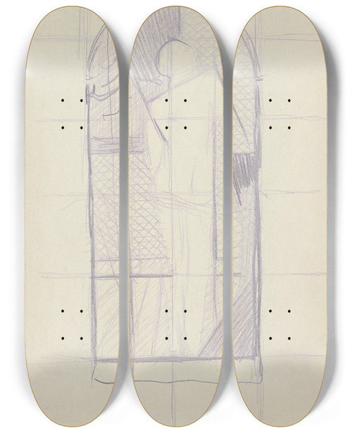 Triptych art skateboard deck of Reijer Stolk Achterzijde Van Een Staande Naakte Vrouw_4 by Reijer Stolk (1896-1945)
