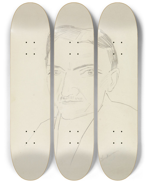 Triptych art skateboard deck of Max Beckmann Bildnis Fritz Wichert by Max Beckmann (1884-1950)