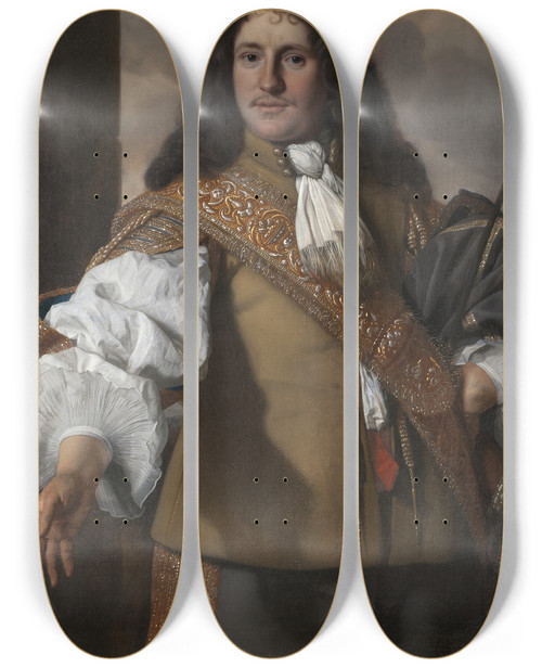 Triptych art skateboard deck of Bartholomeus Van Der Helst Emanuel De Geer 16241692 by Bartholomeus van der Helst (1613-1670)