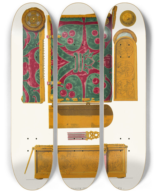 Triptych art skateboard deck of Fedor Grigoryevich Solntsev Naprestolnoe Evangelie Kontsa Xiv Veka Izobrazhenie 2 by Fedor Grigoryevich Solntsev (1801-1892)