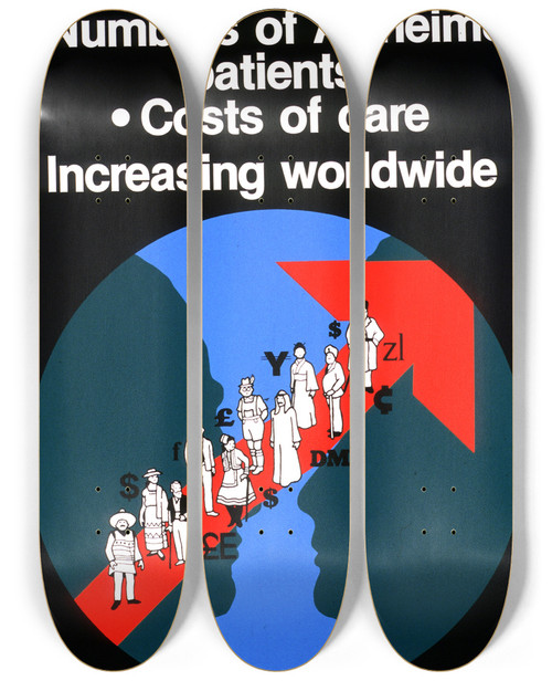 Triptych art skateboard deck of National Institutes Of Health Numbers Of Elderly Numbers Of Alzheimer Patients Costs Of Care Increasing Worldwide by National Institutes Of Health (1887)