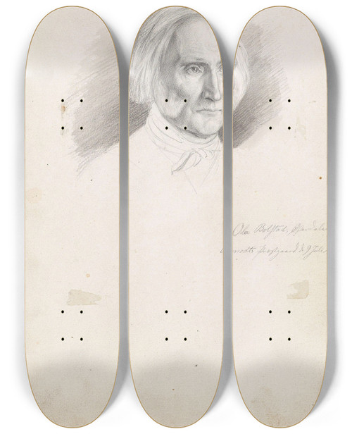Triptych art skateboard deck of Adolph Tidemand Ola Bolstad by Adolph Tidemand (1814-1876)