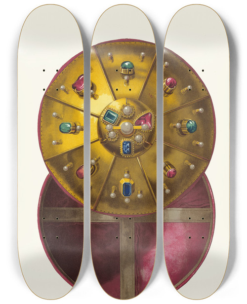 Triptych art skateboard deck of Fedor Grigoryevich Solntsev Verkh Shapki Monomakhovoi Menshago Nariada Izobrazhenie 2 by Fedor Grigoryevich Solntsev (1801-1892)