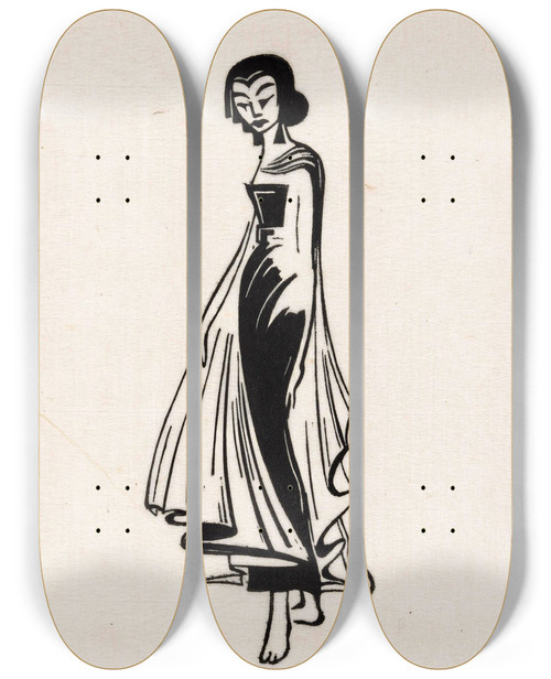 Triptych art skateboard deck of Johannes Frederik Engelbert Ten Klooster Aanvang Van De Dans Het Rijzen by Johannes Frederik Engelbert Ten Klooster (1873-1940)
