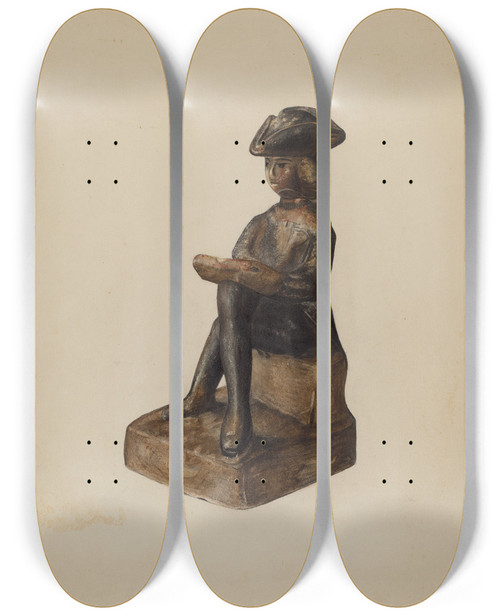 Triptych art skateboard deck of Mina Lowry Figure by Mina Lowry (1894-1942)