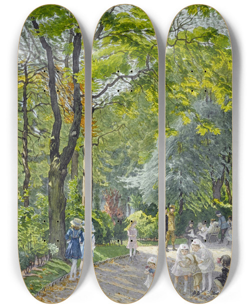 Triptych art skateboard deck of Flix Brard Square De La Mairie Du Xivme Arrondissement_4 by Felix Brard (19-20-)