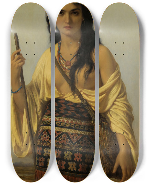 Triptych art skateboard deck of Mile Vernetlecomte Minnehaha by mile Vernet-Lecomte (1821-1900)