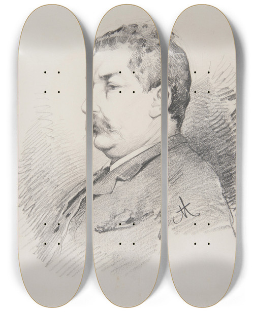 Triptych art skateboard deck of Ferdynand Bryll Portret Mczyzny W Rednim Wieku by Ferdynand Bryll (1863-1922)