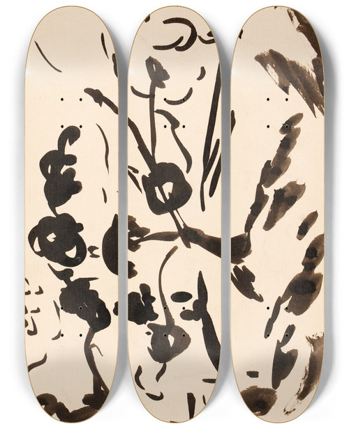 Triptych art skateboard deck of Henry Lyman Saen Untitled Vi by Henry Lyman Saen (1875-1918)