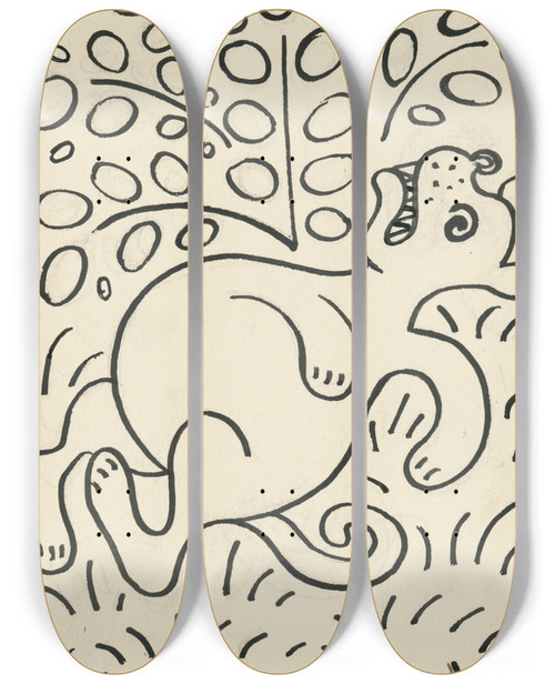Triptych art skateboard deck of Josef Apek I Had A Dog And A Cat Pl 11 by Josef apek (1887-1945)