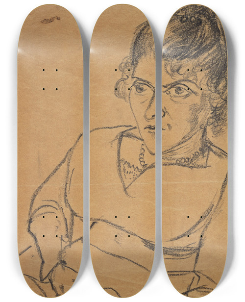 Triptych art skateboard deck of Max Beckmann Fridel Battenberg Halbfigur Sitzend by Max Beckmann (1884-1950)