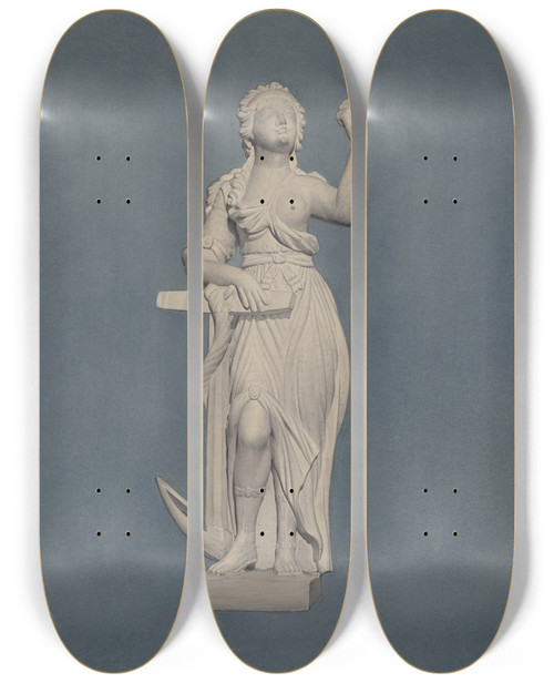 Triptych art skateboard deck of John W Kelleher Architectural Carving Hope by John W Kelleher