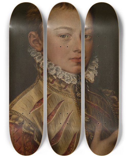 Triptych art skateboard deck of Alonso Snchez Coello Portrait Of Don Juan Of Austria by Alonso Sanchez Coello (1531-1588)