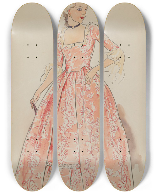 Triptych art skateboard deck of Lillian Causey Dress_3 by Lillian Causey (20-)