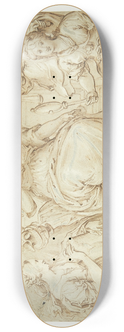 Filippo Lauri - Fem allegoriske kvindefigurer, th klogskab og retfrdighed 8.25 inch art skate deck
