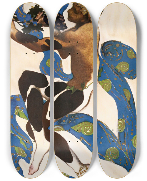 Triptych art skateboard deck of Lon Bakst Ensemble De 2 Ouvrages Consacrs Lartiste by Leon Bakst (1866-1924)
