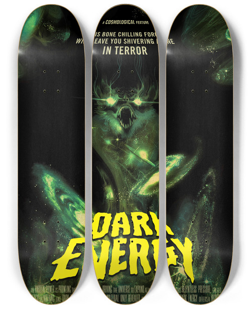 Triptych art skateboard deck of Nasa Dark Energy by NASA (1958)