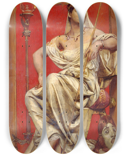 Triptych art skateboard deck of Joseph Blanc Portrait Dadeline Dudlay 18581934 En Allgorie De La Tragdie by Joseph Blanc (1846-1904)