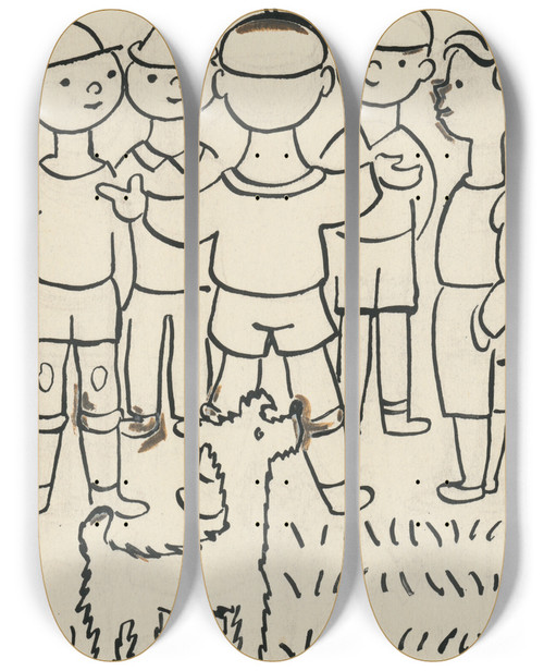 Triptych art skateboard deck of Josef Apek I Had A Dog And A Cat Pl 31 by Josef apek (1887-1945)